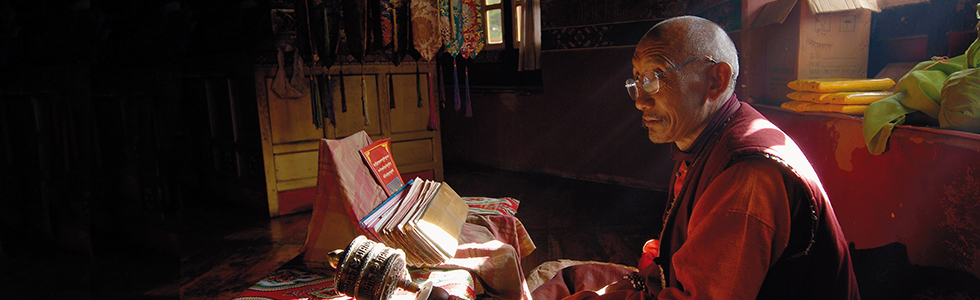 Buddhist Monk studying in Namling Monastery - East Tibet